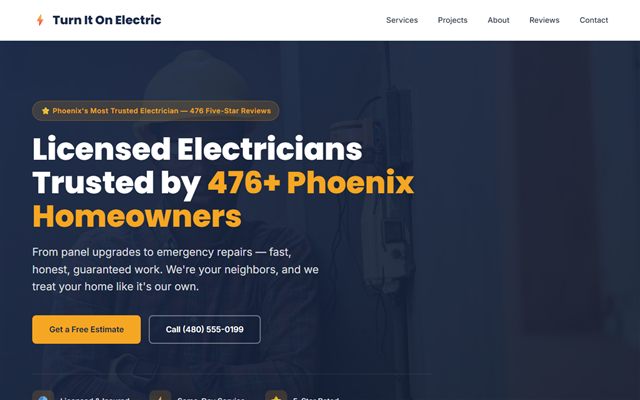 Turn It On Electric website preview